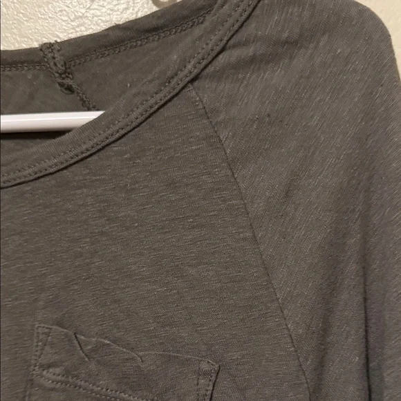 Standard James Perse Dark Gray Linen Long Sleeve Pocket Tee - Picture 4 of 9